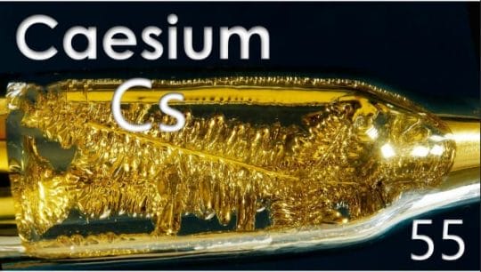 Cs 55 con álcali-el metal más blando y explosivo