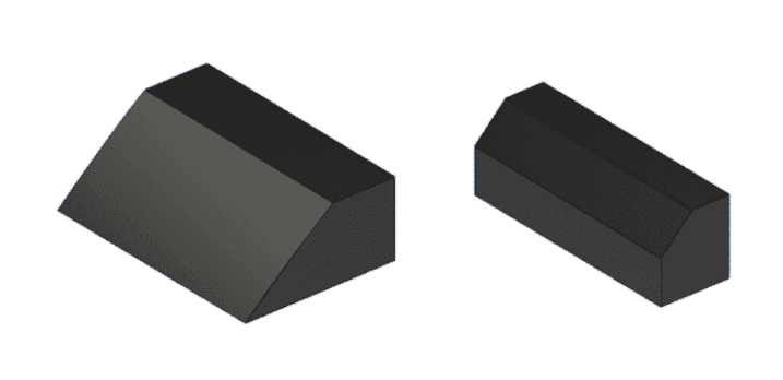 Bisel izquierdo, chaflán derecho