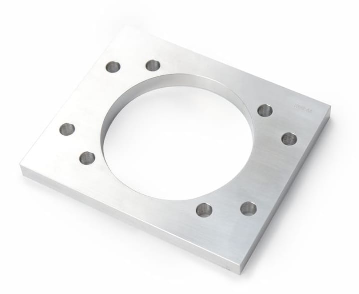 brushed aluminum cnc square mounting plate center bore web