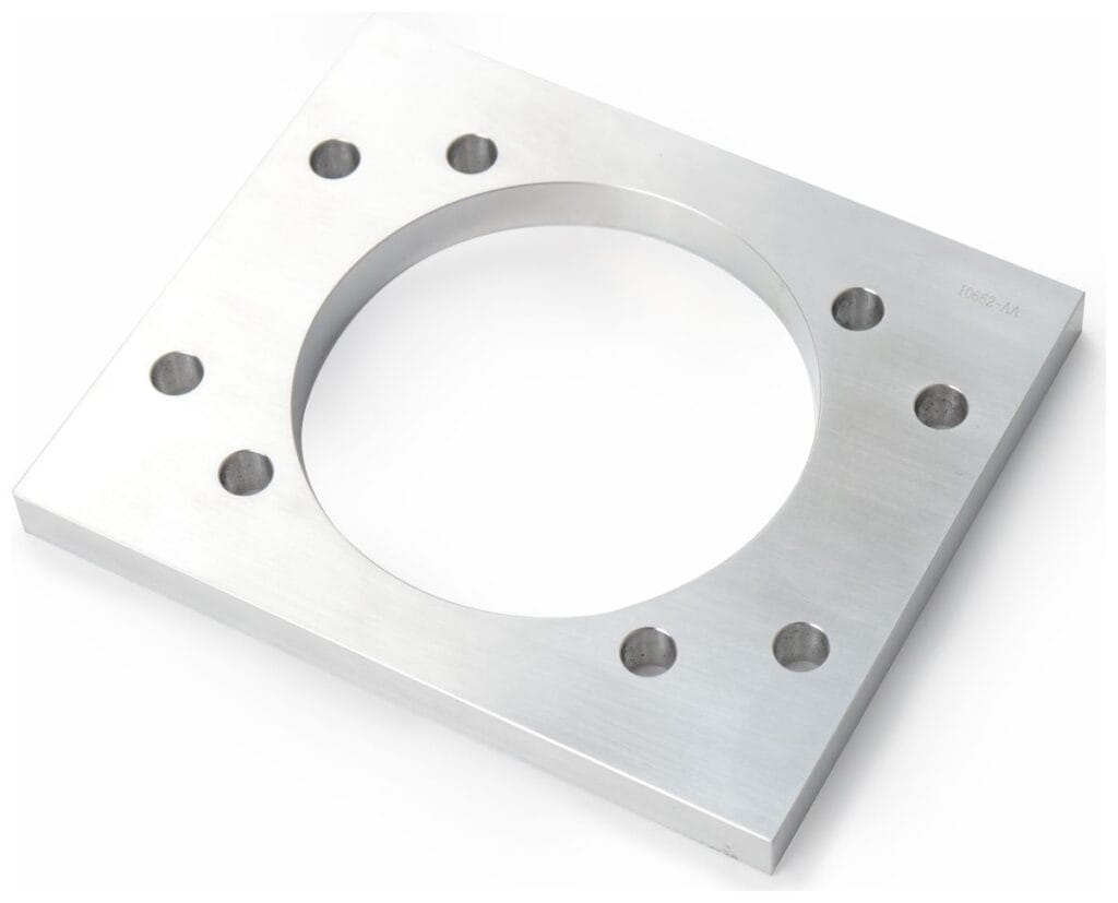 brushed aluminum cnc square mounting plate center bore web