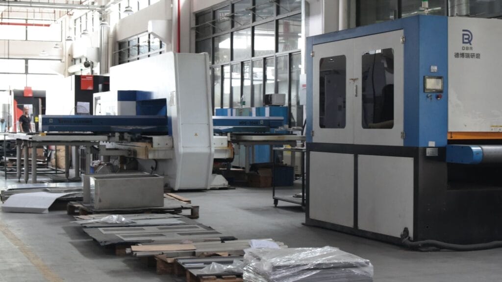 cnc turret punch press machines factory floor panoramic