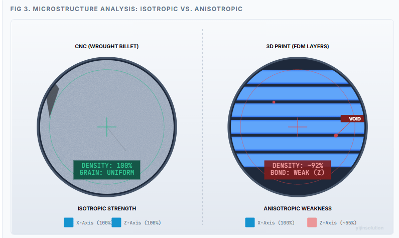 performance & mechanical properties cnc machining vs. 3d printing