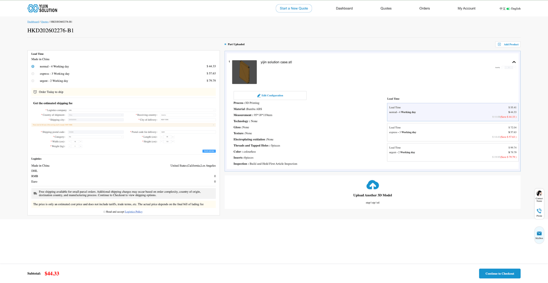 review the initial quote