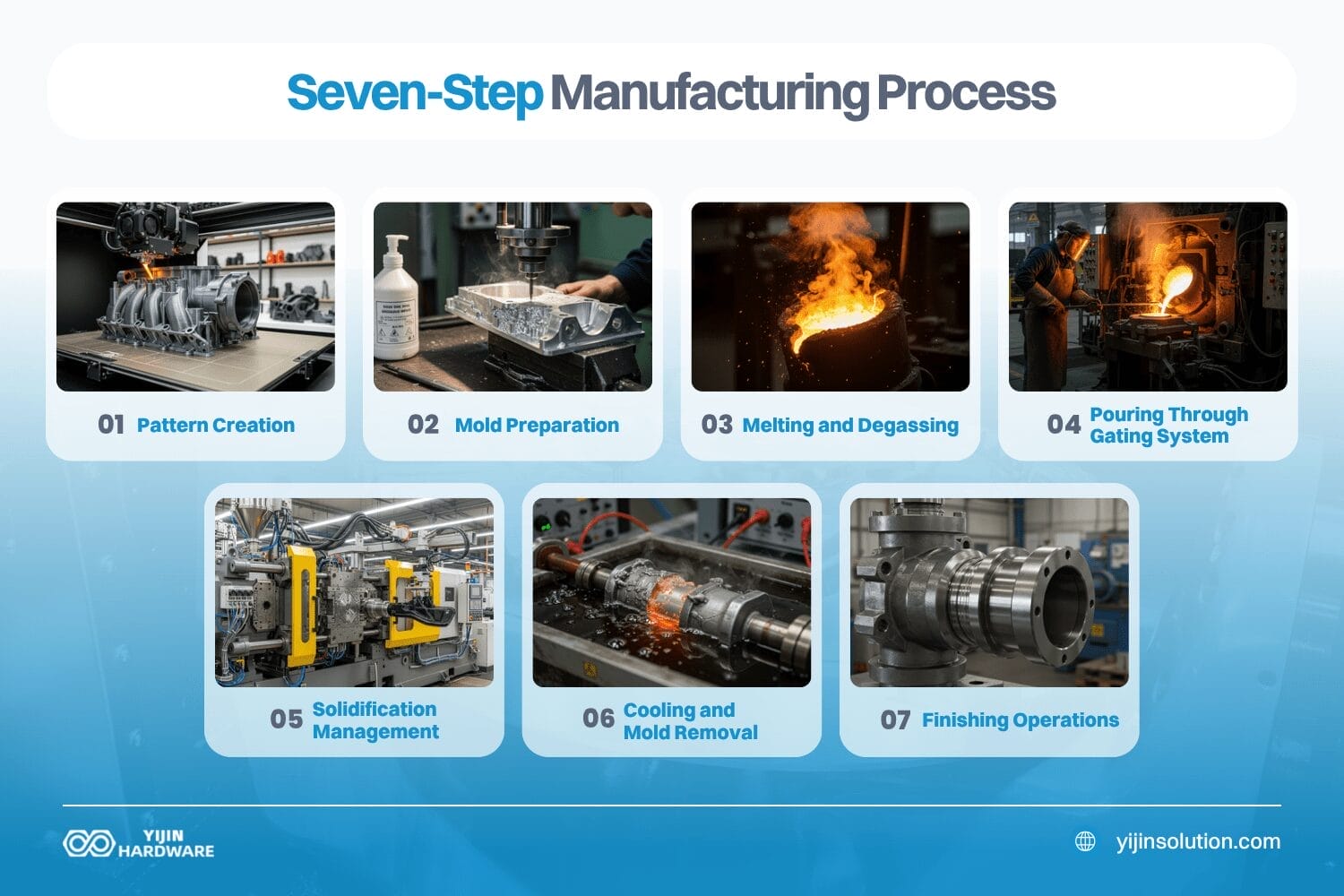 seven step manufacturing process cast aluminum