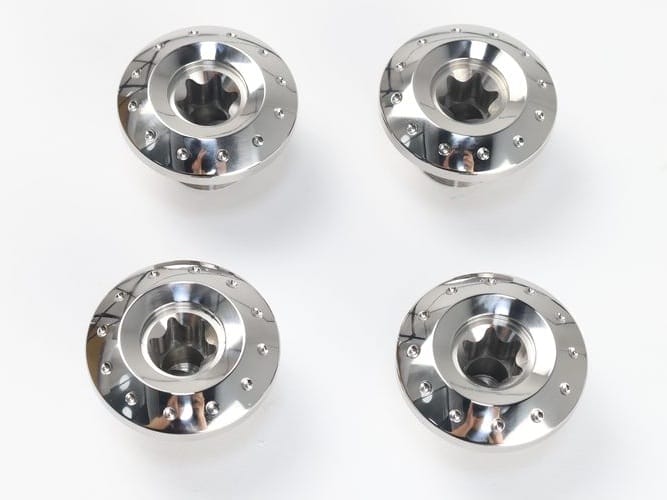 stainless steel cnc polished flanged caps set of four web