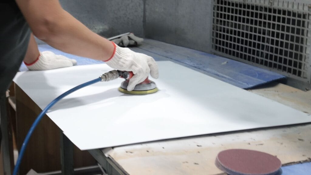 surface sanding steel panel orbital sander wide view