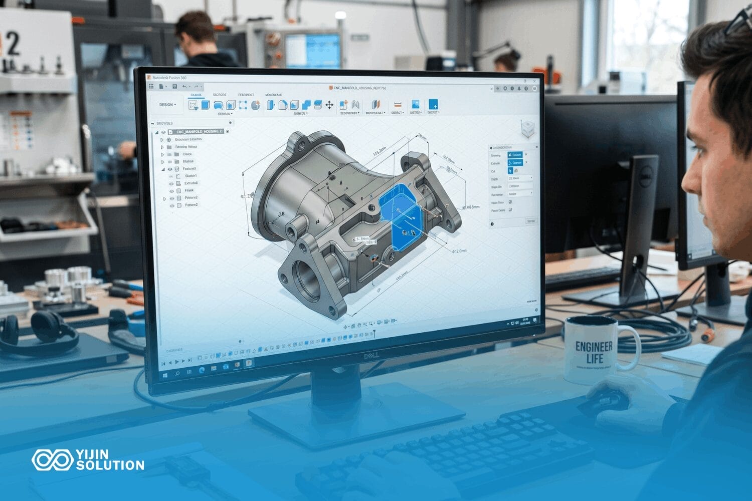 undercuts and recessed features design for cnc machining